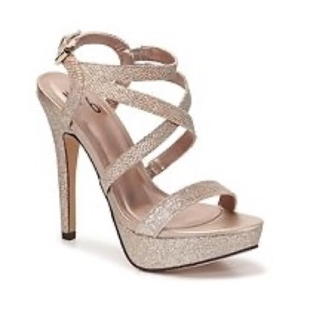 Mix No. 6 Strappy Heels | Gold/Champagne Glitter